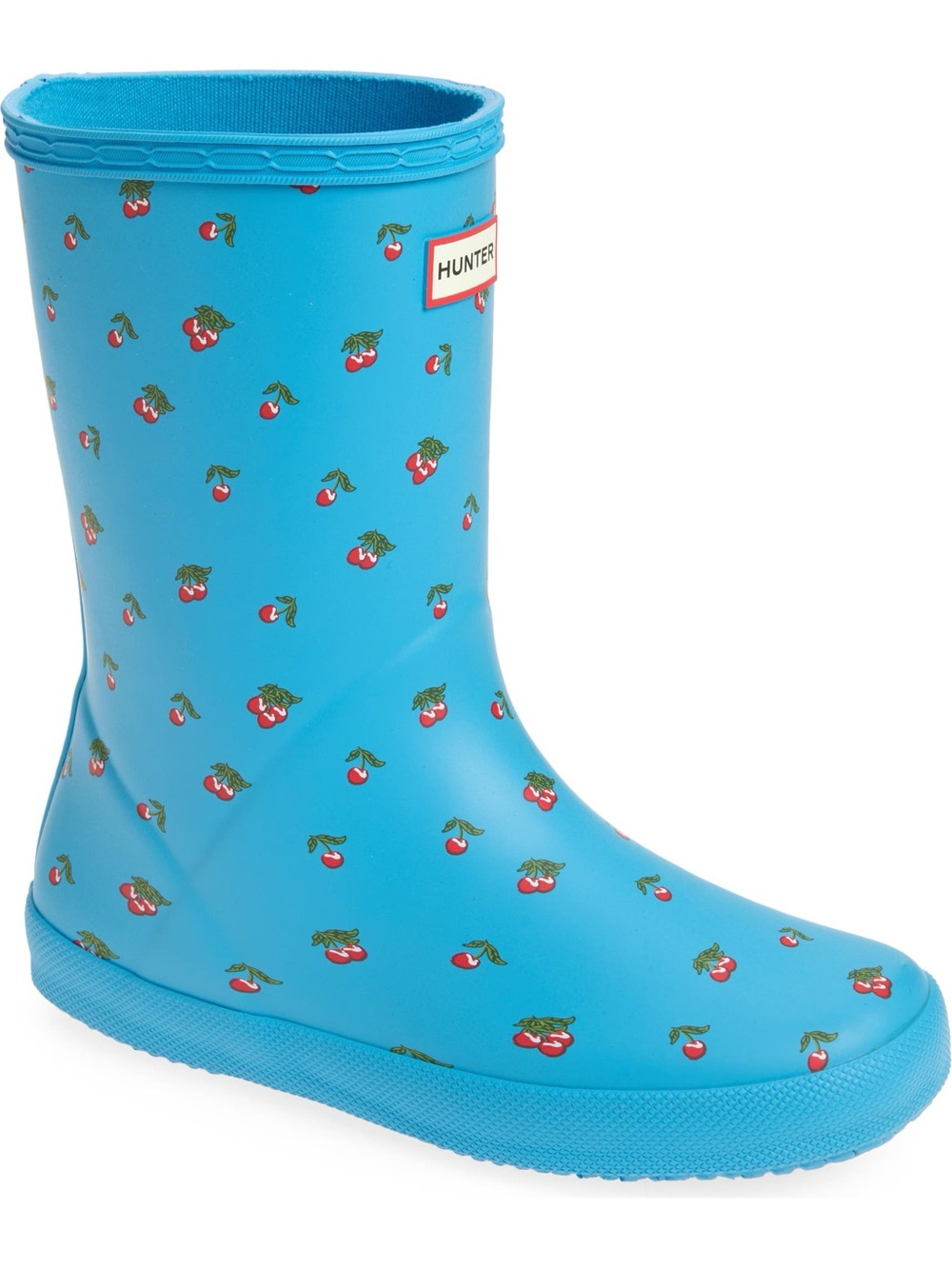 Kids Hunter Blue Cherry Print Rain Boots
Size 2